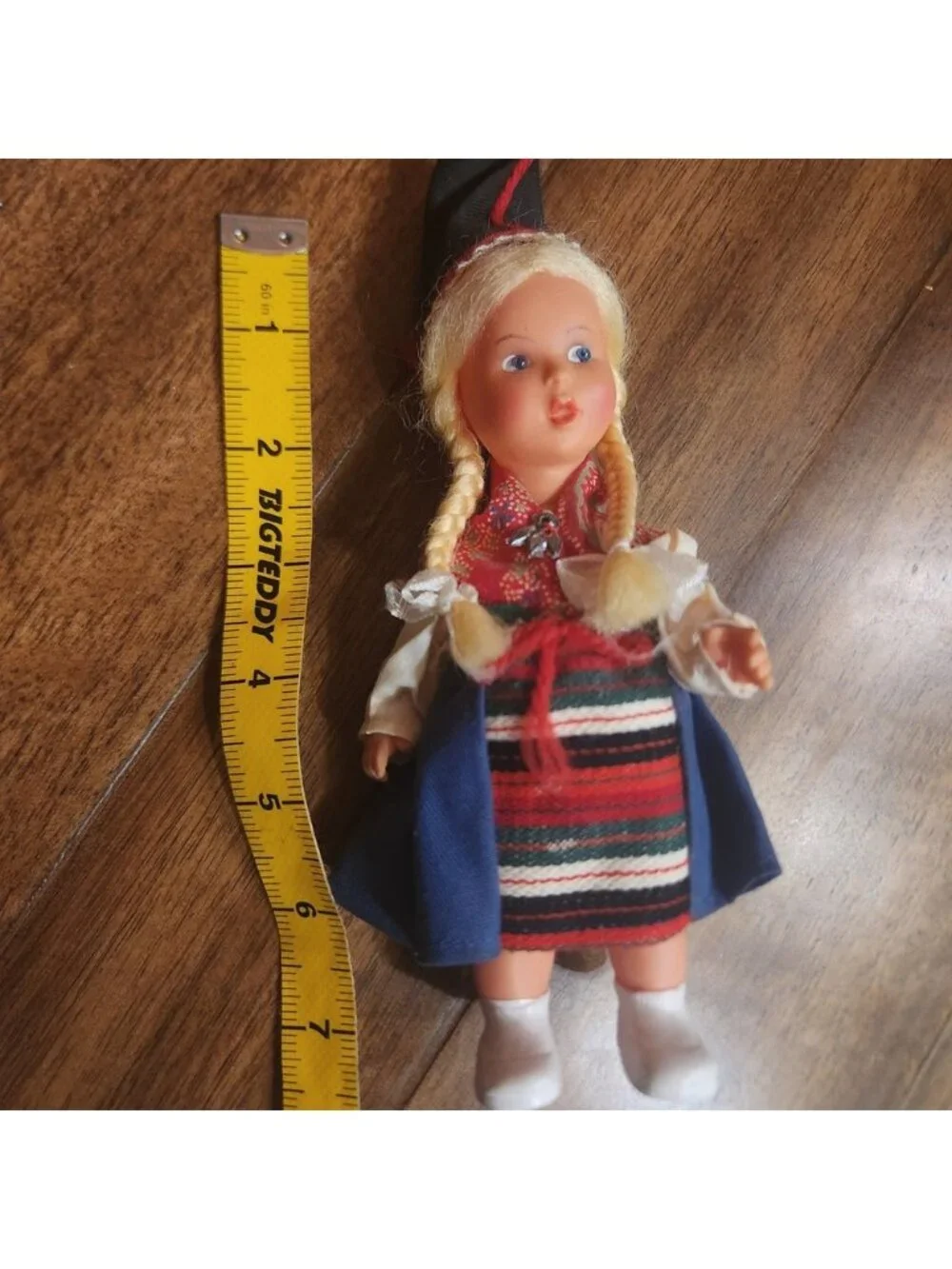 Vintage‎ Western Germany Souvenir Doll Blonde Braids Traditional Folk Costume
